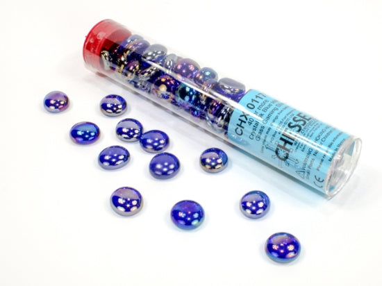 Chessex Gaming Glass Stones in Tube - Iridized Dark Blue (40)